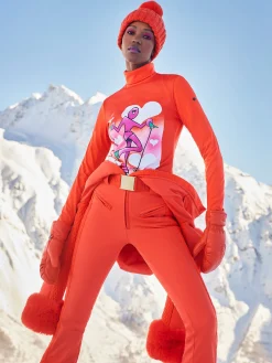 Ski Pakken-Goldbergh ANGELE FAUX BORDER Ski Suit Orange