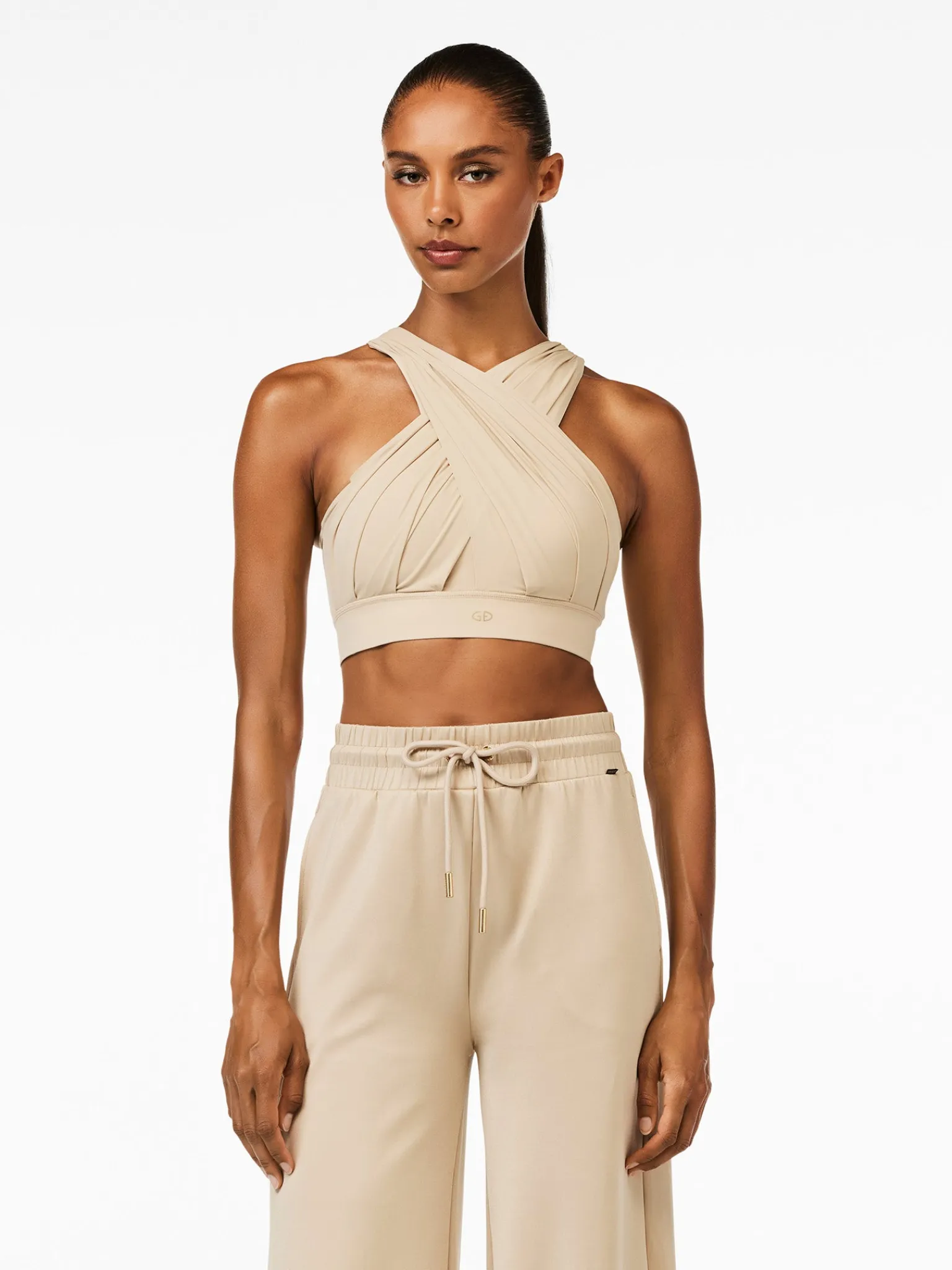 Sportbeha'S & Tops|Longsleeves & T-Shirts-Goldbergh DRAPE Bra white sand