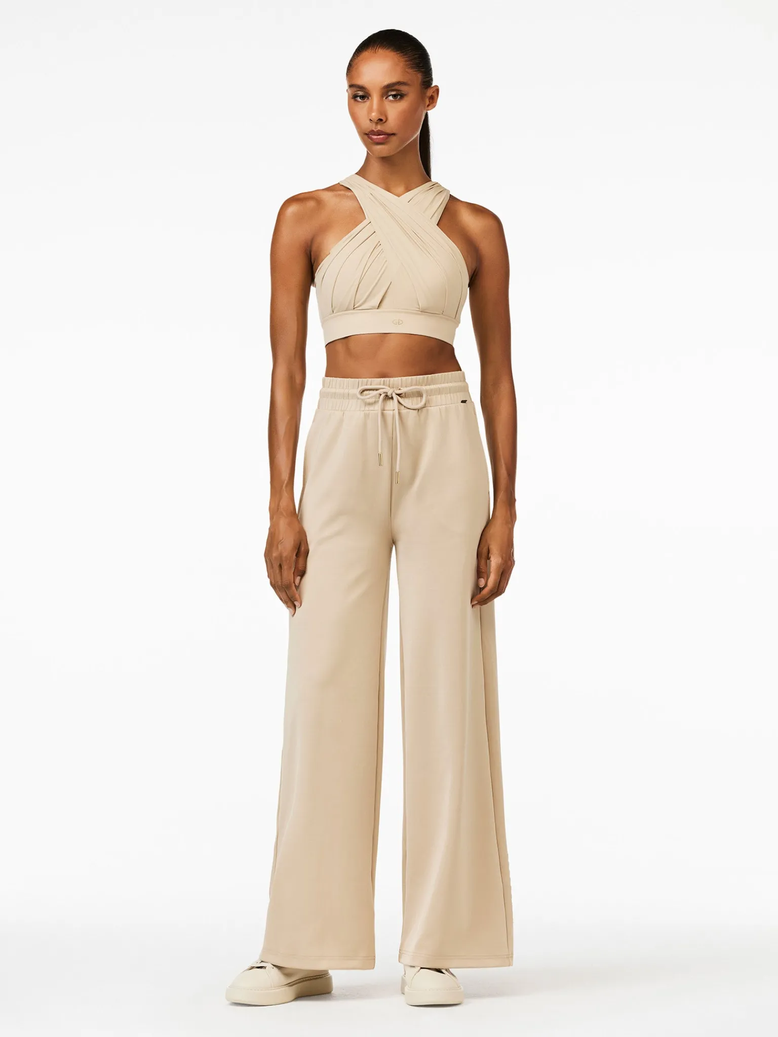 Sportbeha'S & Tops|Longsleeves & T-Shirts-Goldbergh DRAPE Bra white sand