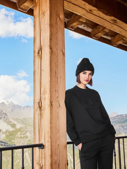 Chalet Wear|Sweaters & Hoodies-Goldbergh EMBRASSE Crew Neck Sweater black