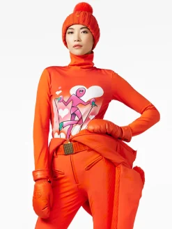 Longsleeves & T-Shirts-Goldbergh FEMME Long Sleeve Turtleneck Tee orange