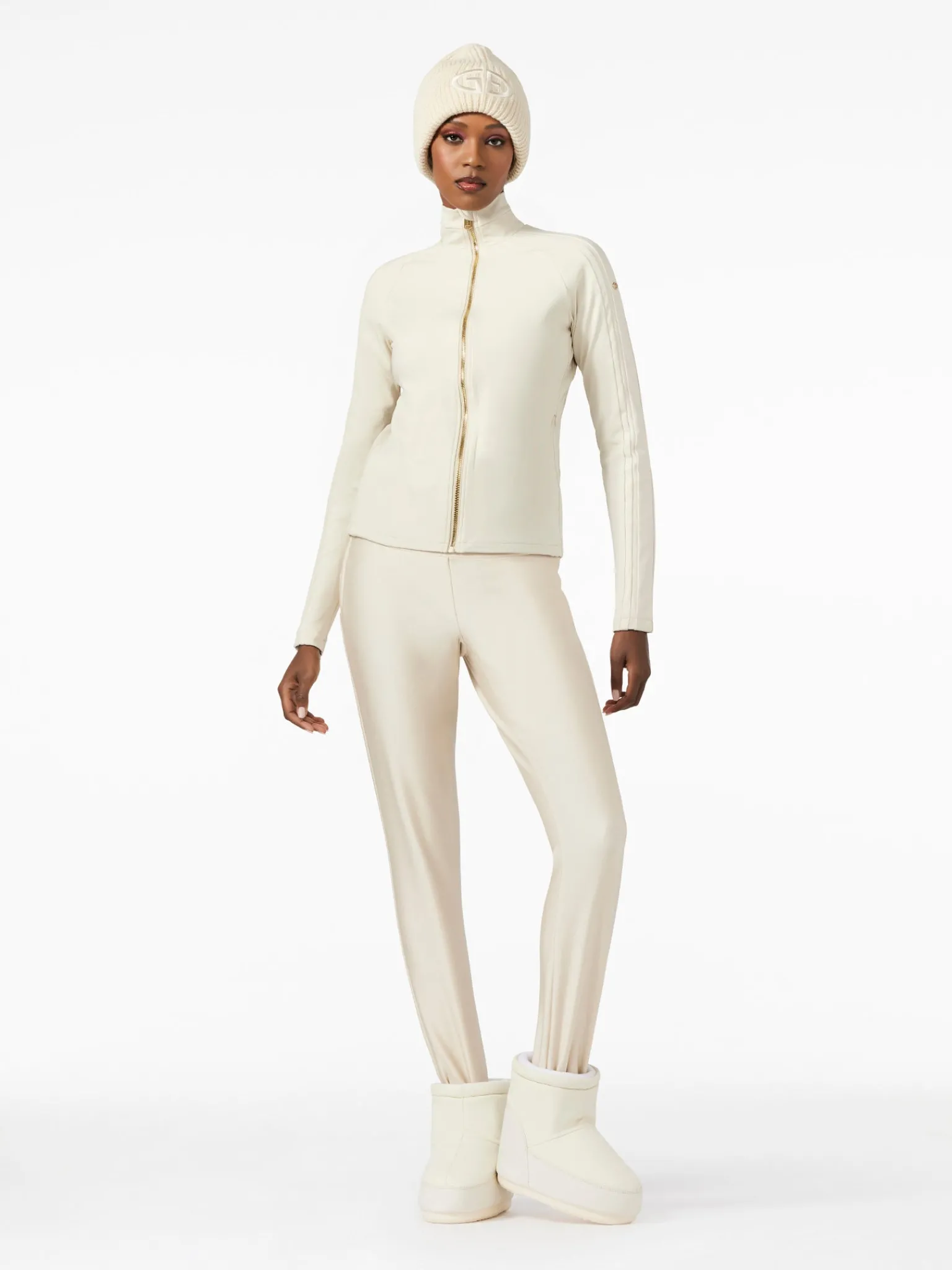 Longsleeves & T-Shirts-Goldbergh FINISH Full Zip Cardigan champagne