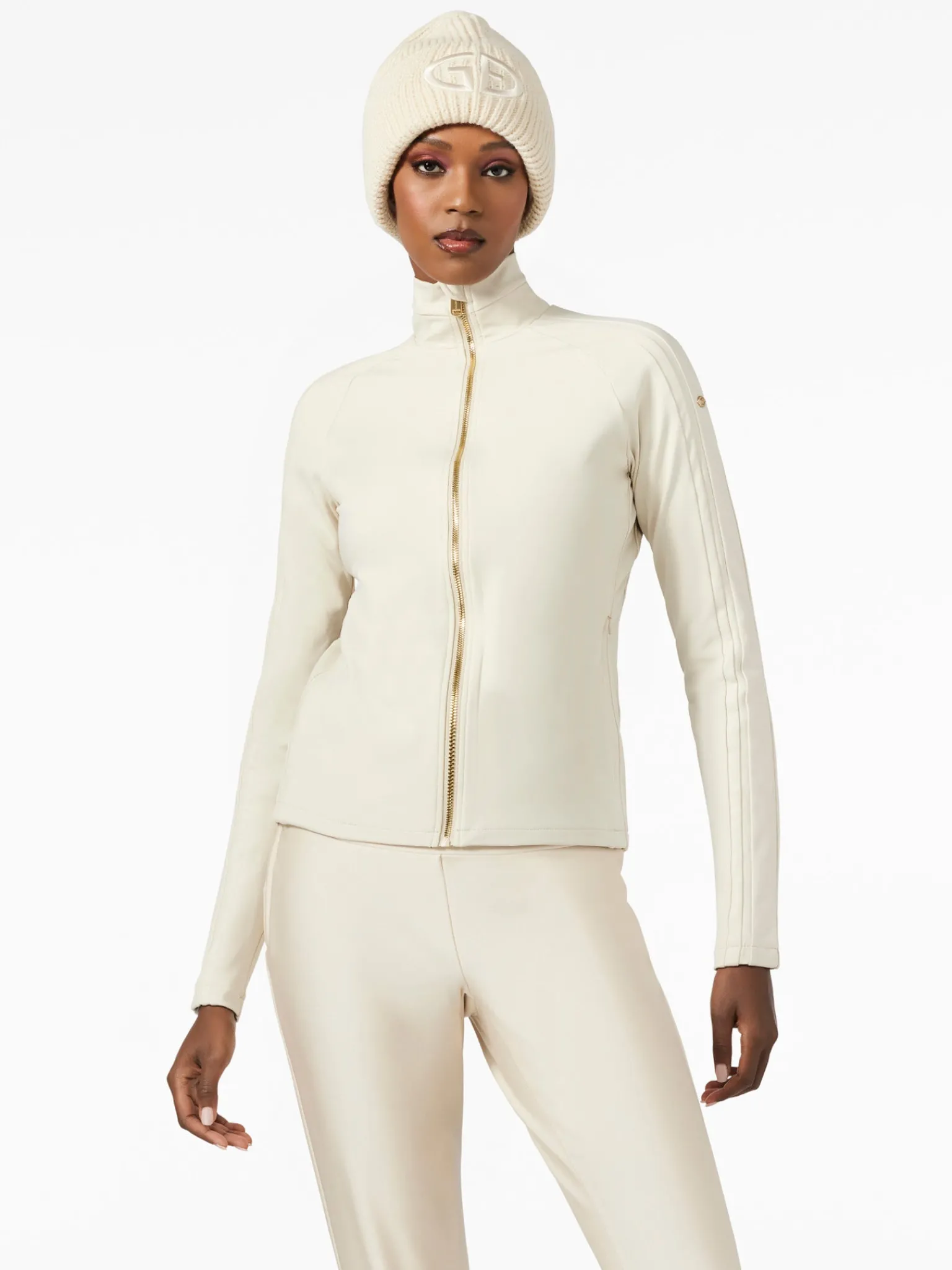 Longsleeves & T-Shirts-Goldbergh FINISH Full Zip Cardigan champagne