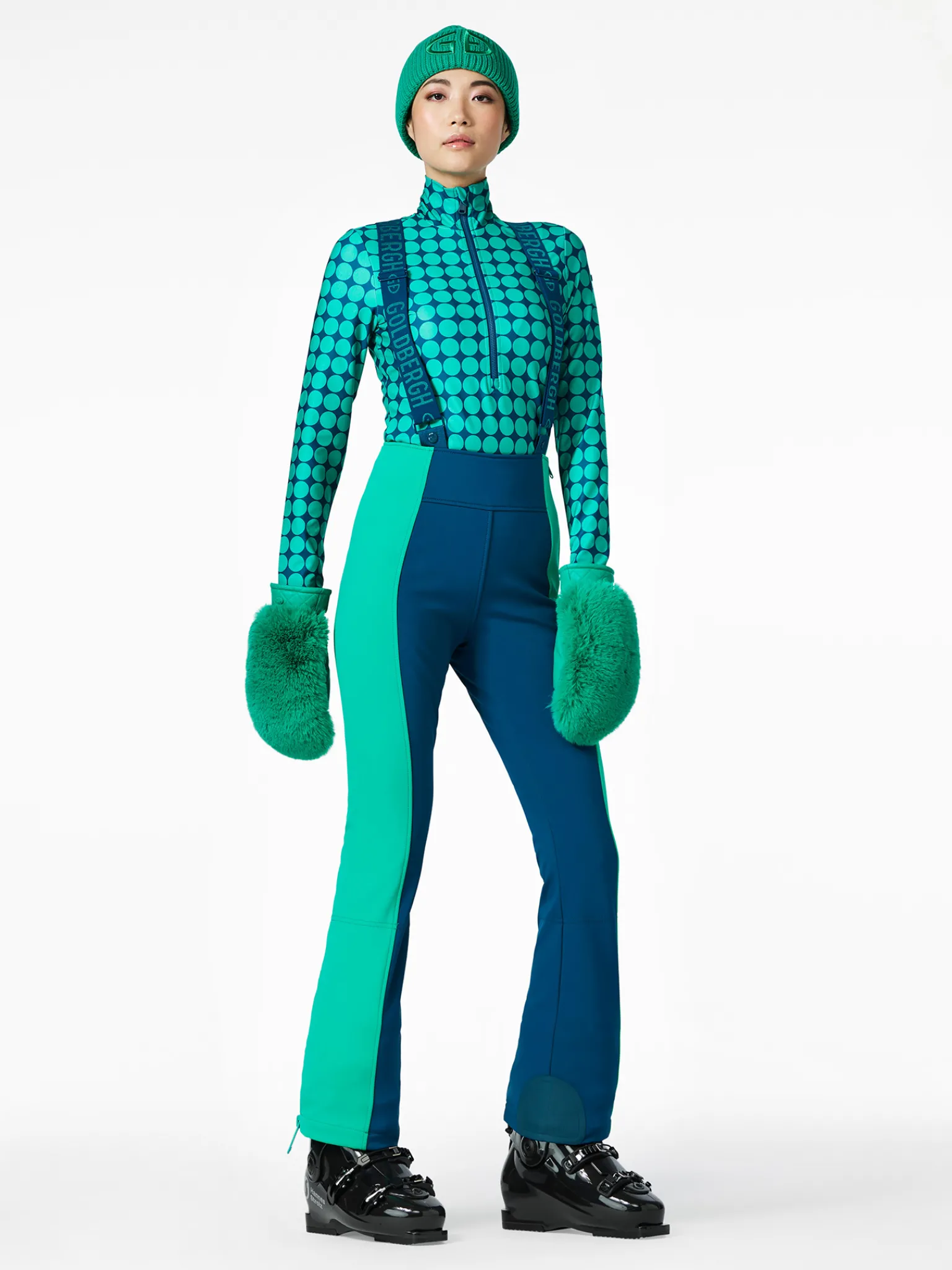 Longsleeves & T-Shirts|Pully'S-Goldbergh IMPRESS Ski Pully ice green retro dot