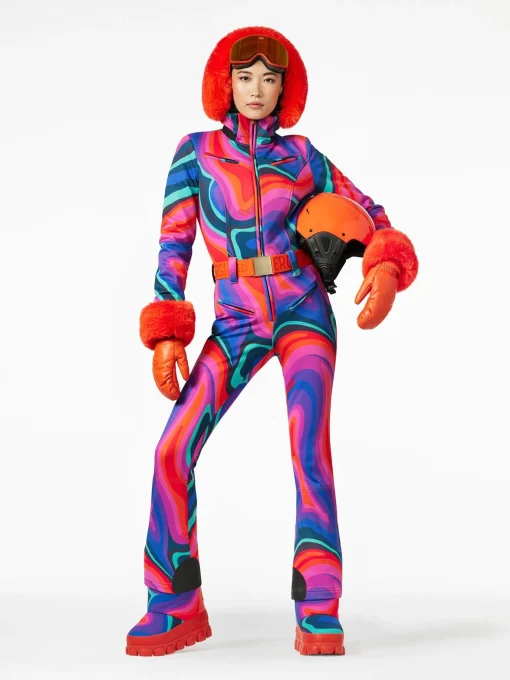 Ski Pakken-Goldbergh LA FÊTE FAUX BORDER Ski Suit absinthe rainbow
