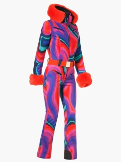 Ski Pakken-Goldbergh LA FÊTE FAUX BORDER Ski Suit absinthe rainbow