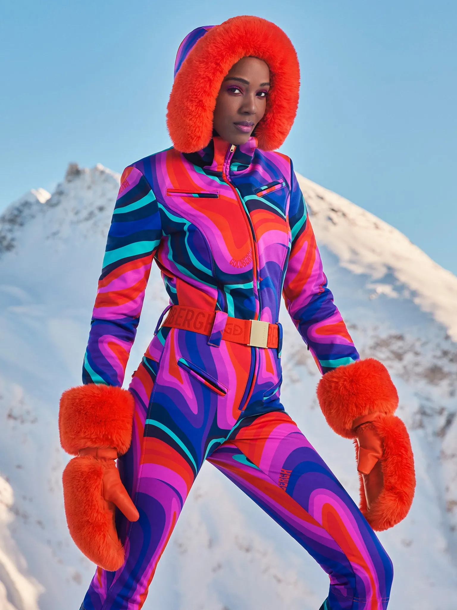 Ski Pakken-Goldbergh LA FÊTE FAUX BORDER Ski Suit absinthe rainbow