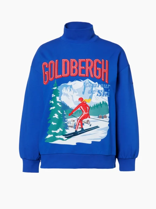 Chalet Wear|Sweaters & Hoodies-Goldbergh LA MONTAGNE Crew Neck Sweater dazzling blue
