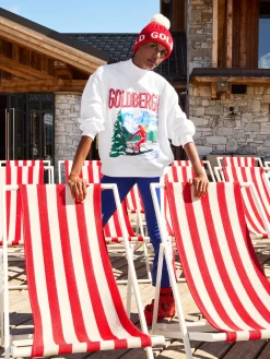 Chalet Wear|Sweaters & Hoodies-Goldbergh LA MONTAGNE Crew Neck Sweater white
