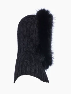 Accessories|Hats & Beanies-Goldbergh NAOMI Hooded Scarf Faux Border black